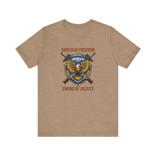 Load image into Gallery viewer, Shield of Freedom, Sword of Justice Unisex Tee