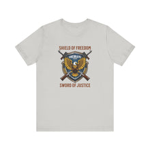 Load image into Gallery viewer, Shield of Freedom, Sword of Justice Unisex Tee