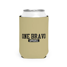 Load image into Gallery viewer, Khaki Can Cooler Sleeve/ Black One Bravo Logo