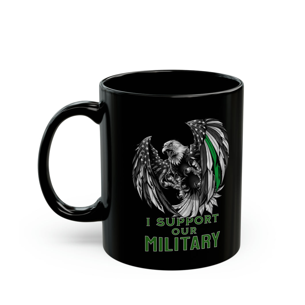 I Support Our Military Ceramic Black Mug (11oz)
