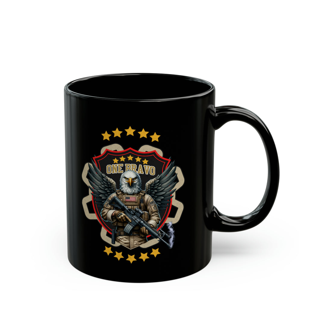 Bald Eagle Warrior Ceramic Black Mug (11oz)