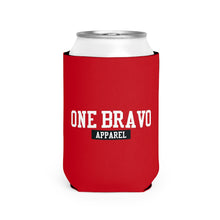 Load image into Gallery viewer, Red Can Cooler Sleeve/ White One Bravo Logo

