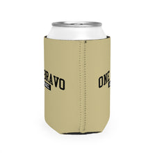 Load image into Gallery viewer, Khaki Can Cooler Sleeve/ Black One Bravo Logo
