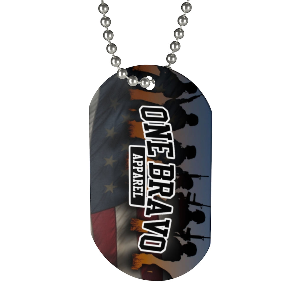 Soldier/Flag Silohuette One Bravo Dog Tag