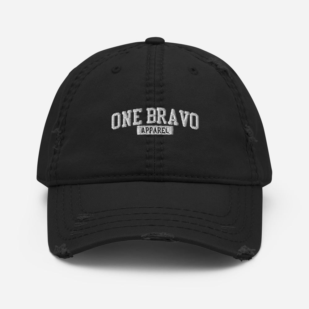 One Bravo Embroidered Distressed Hat