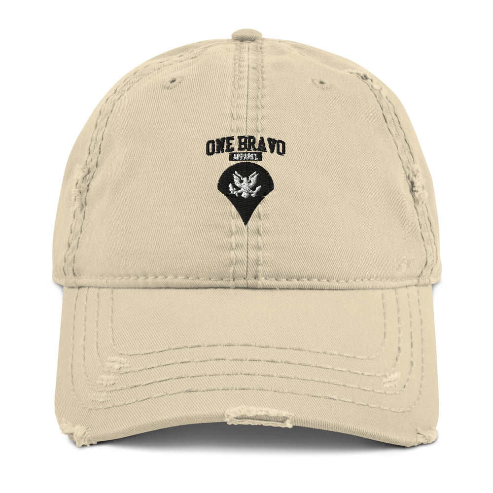 One Bravo Logo Spec 4 Distressed Hat